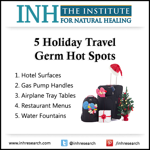 Here are 5 germ hot spots you’ll encounter when you travel this holiday season. 