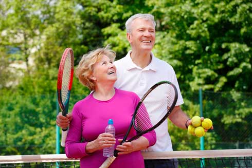 Seniors Playing Tennis