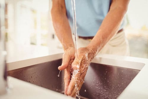 Man washing hands