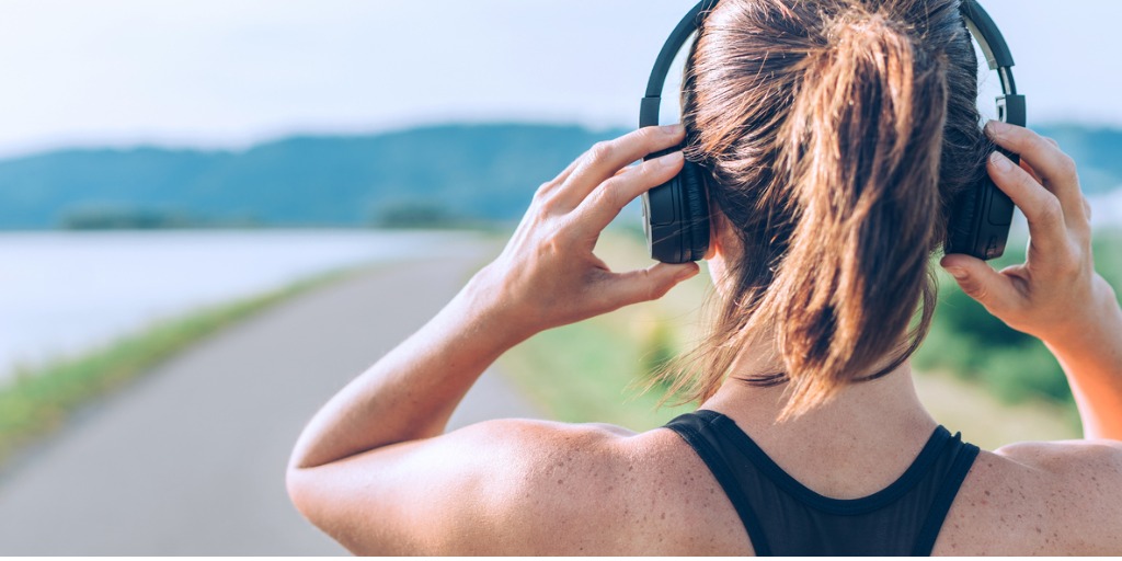 Photo of headphones and exercise.